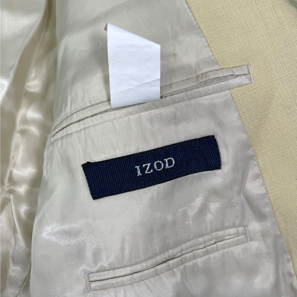 IZOD 46R Yellow Blazer Linen Blend Two Button Sport Coat Preppy Coastal Minimal - Picture 8 of 10